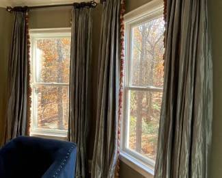 Custom drapes- 4 panels . (rings and rods stay with the house)