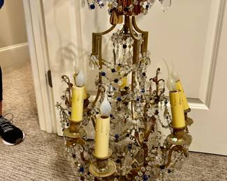 Antique crystal chandelier, about 30” drop