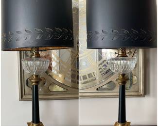 Pair of matching antique lamps with black marble bases