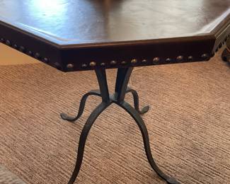 leather top side table