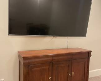 84” LG tv (includes feet) and Ethan Allen cabinet 5’4” wide, 40” tall, 19” deep