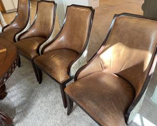 4 leather seat & upholstered back Frontgate chairs
