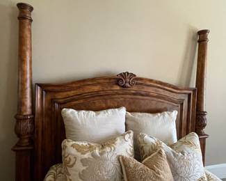Kind headboard, queen size linens/pillows (mattress, not for sale)