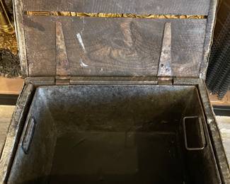 vintage brass coal storage box
