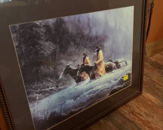 Harvey framed picture and other cowboy pictures