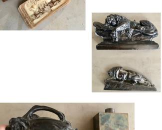 Old View Finder & Slides, Jewelry Box, German Flask Tin Lined.