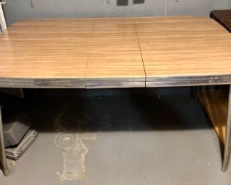 PRE-SALE Wood Veneer Mid-Century Table is 59”long x 35”wide x 30” tall, including one leaf that’s 12” $75.