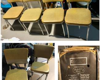 PRE-SALE 6 Berkshire House brand Vintage Chrome and Gold "cracked ice" Vinyl Kitchen Dinette Chairs w 4 in Good Condition, 2 need some TLC All 6 $150