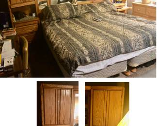 PRE-SALE Entire King Size Bed with Mirror & 2 Side Units is 105” wide x 73” tall x 17” deep. $100 for Everything OR you could just buy the 2 End Pieces 25” wide and the mirror in the middle is 80” wide. 2 End Units for $40 Each . The bed itself is KingSize (2 Twins) 81" wide x 76” long.