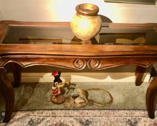 PRE-SALE Wood w/ Glass Sofa Table is 52” long x 18” deep x 27” tall $55