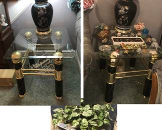PRE-SALE Black Asian Inspired Table Lamps are $45 Each.
PRE-SALE 3 Matching Black/Gold Glass Top Tables: 2 End Tables 24” wide x 27”deep x 21” tall $45 Each w a Matching Smaller Side Table 21” square x 21” tall, $20 or All 3 for $80