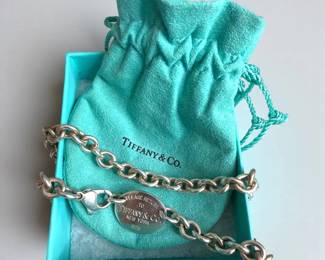 Tiffany Co. Sterling Silver Oval Tag Necklace