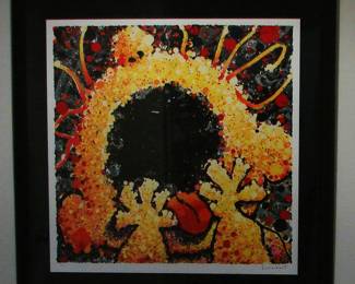 Tom Everhart hand pulled original lithograph "Black Velvet Scream".  Hand signed and numbered.  Unframed work measures 34" X 34".