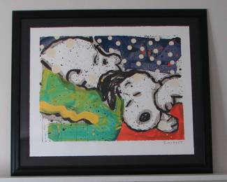 Tom Everhart hand pulled original lithograph "Boring Snoring".  Unframed work is 27.5" X  35".  Hand signed and numbered.