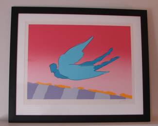 "Pink Sky Flyer" serigraph by Peter Max.  Signed and numbered in pencil.  Unframed image is 22" X 29.5"