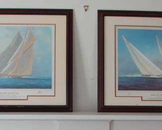 America's Cup lithographs by Tim Thompson.  Unframed works are 22.5" X 18".