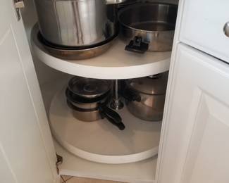 Kitchen cabinetry detail - lazy Susan. Pots & pans