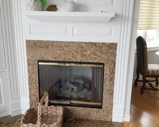 Gas fireplace insert & surround; mantel