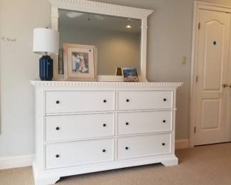 King bedroom suite: long dresser with mirror
