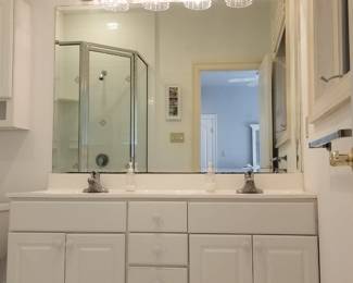 Double bath vanity; mirror; vanity lights