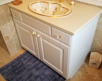 Bath vanity with custom sink. Kohler Artist Editions "Prairie Flowers of the Midwest" sink 