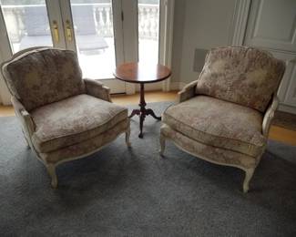 Upholstered arm chairs by Pearson