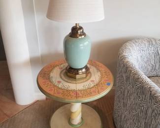 Accent table; table lamp