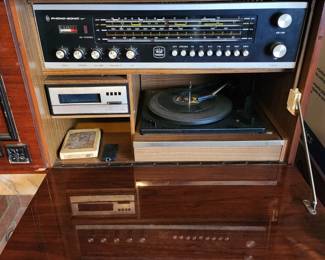 Vintage German Koronette Console Stereo Bar and Fireplace