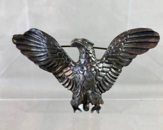 Large Sterling Silver Eagle Pin Brooch