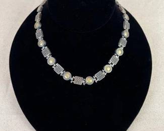 Sterling Silver Anatoli Two-Tone Hinged Panel Necklace