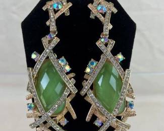 Stunning Vintage Costume Jewelry Rhinestone Earring