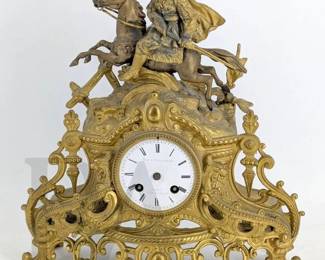 19T CENTURY FRENCH GILT MANTEL CLOCK
