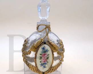 VINTAGE GUILLOCHE FRENCH PERFFUME BOTTLE