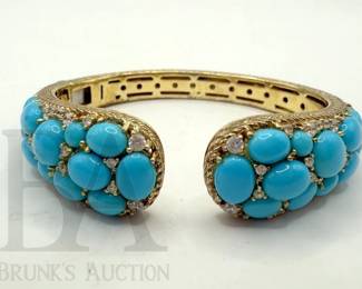JUDITH RIPKA STERLING AND TURQUOISE CUFF