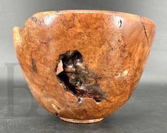 SAM T SIGNED BURLED WOOD BOWL