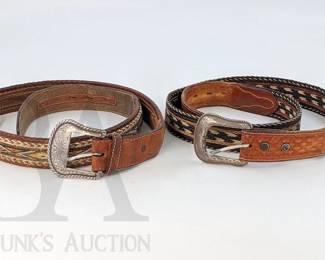 WESTERN TONY LAMA LEATHER HORSE HAIR BELTS