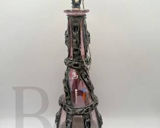 ART NOVEAU FILIGREE ART GLASS DECANTER