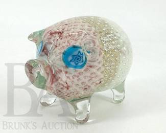 ART GLASS PIG PAPERWEIGHT