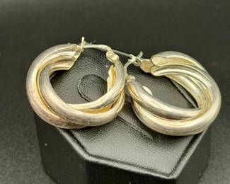 Sterling Silver Twisted Hoop Earrings