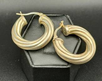 Sterling Silver Twisted Hoop Earrings