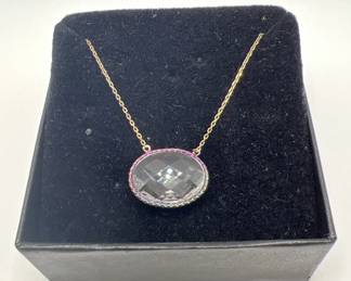 925 Faceted Clear Oval Necklace — Sterling Silver