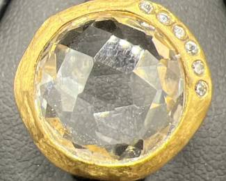 Gold Vermeil Jewelry Stamped 925 with Sparkling Accents — Ring Size 5.5