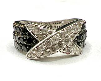 Sterling Silver Jewelry with Black & White Gemstones — Ring Size 5