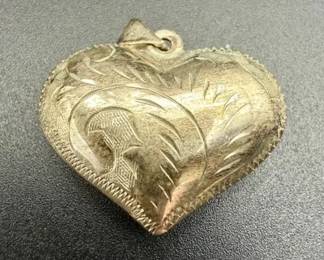 Sterling Silver Hollow Heart Pendant Jewelry Stamped 925