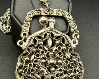 Signed Art Arthur Pepper Filigree Purse Necklace