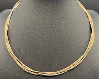 925 Sterling Silver Multi-Strand Necklace in Gold Vermeil