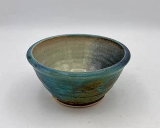 Aqua Toned Ceramic Bowl - Signed GORT