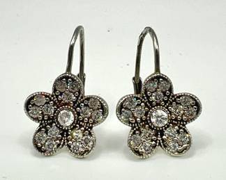 Sterling Silver Sparkling Flower Jewelry Stamped 925