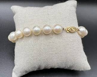 14K Gold Pearl Bracelet — Jewelry Stamped 585