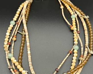 Sterling Silver Clasped Multi Strand Beaded Necklace